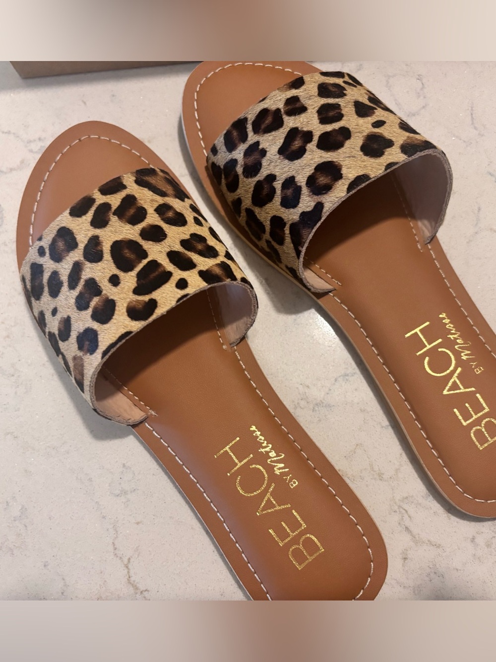 Beach by Matisse Leopard Slide Sandals - Tan/Black